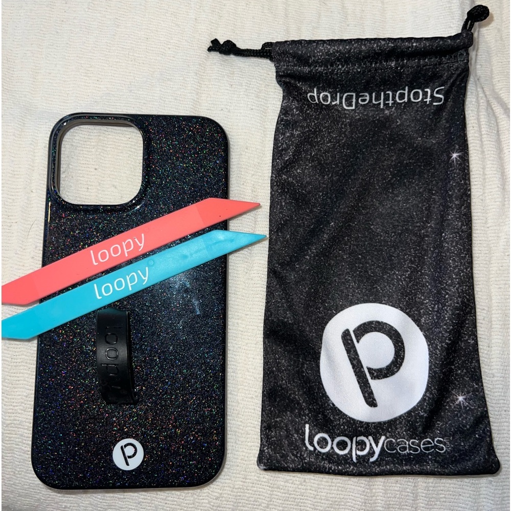 Loopy case iPhone 13pro max - Righty. Black Sparkle 🖤